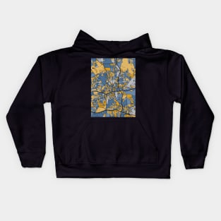 Winston-Salem Map Pattern in Blue & Gold Kids Hoodie